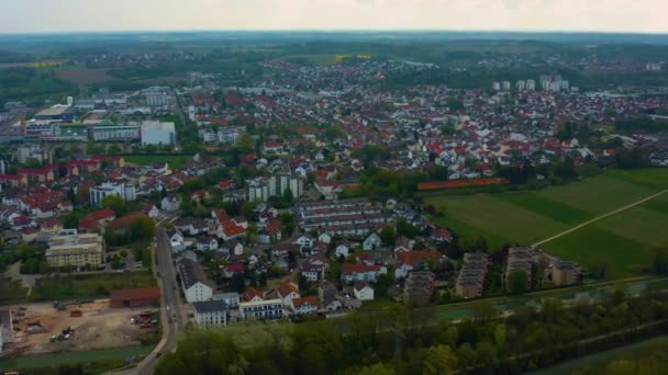 Letecký Pohled Město Senden Německu Bavorsko Slunečného Jarního Dne Během — Stock video