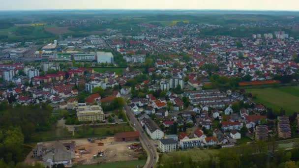 Letecký Pohled Město Senden Německu Bavorsko Slunečného Jarního Dne Během — Stock video