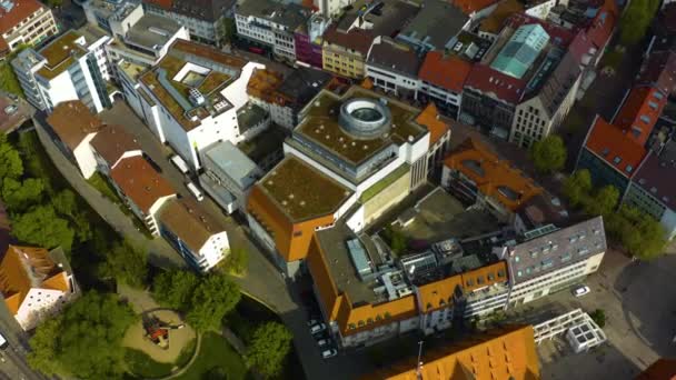 Αεροφωτογραφία Της Πόλης Ulm Και Mnster Καθεδρικό Ναό Στη Γερμανία — Αρχείο Βίντεο