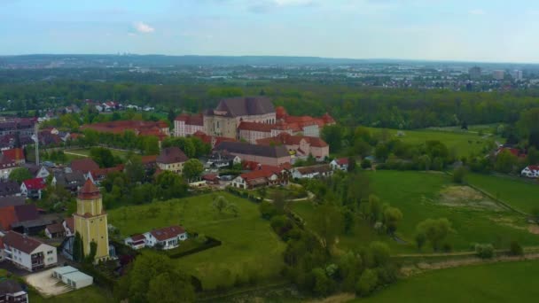 Flygfoto Över Staden Ulm Och Mnster Katedralen Tyskland Solig Vårdag — Stockvideo