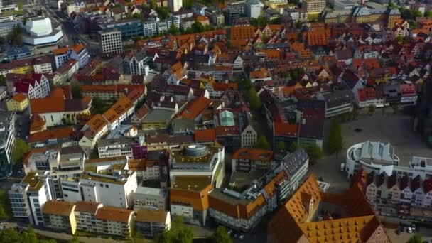 Vista Aérea Ciudad Ulm Catedral Mnster Alemania Soleado Día Primavera — Vídeos de Stock