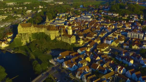 Aerial View Old Town Center Germany Sunny Spring Day — Stock Video
