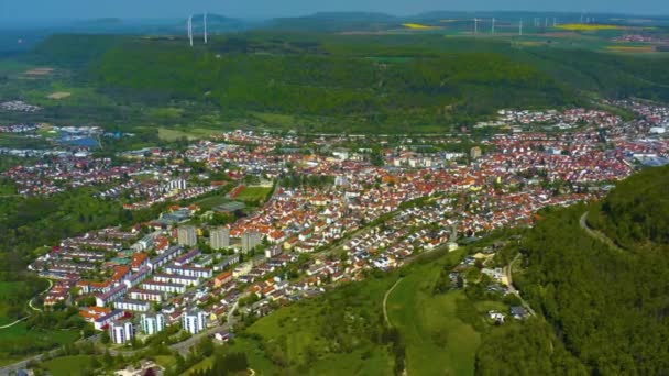 Widok Lotu Ptaka Centrum Starego Miasta Niemczech Słoneczny Wiosenny Dzień — Wideo stockowe