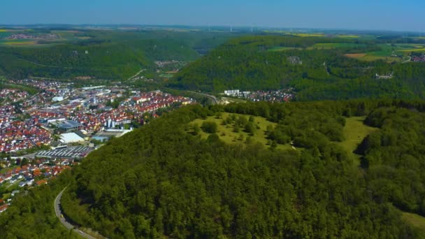 Widok Lotu Ptaka Centrum Starego Miasta Niemczech Słoneczny Wiosenny Dzień — Wideo stockowe