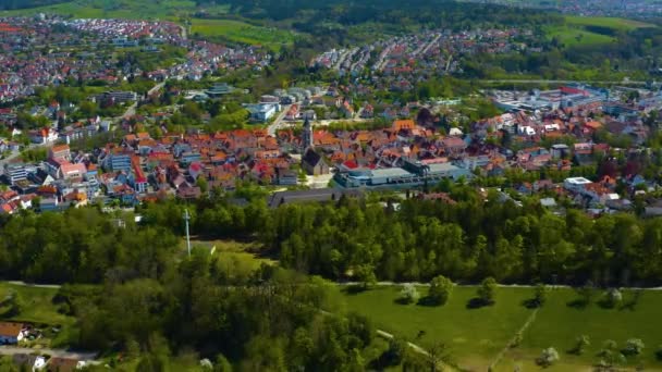 Aerial View Old Town Center Germany Sunny Spring Day — Vídeo de Stock