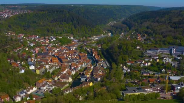 Luftaufnahme Der Altstadt Deutschland Einem Sonnigen Frühlingstag — Stockvideo