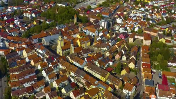 Aerial View Old Town Center Germany Sunny Spring Day — Video Stock