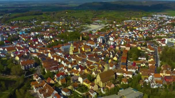 Aerial View Old Town Center Germany Sunny Spring Day — Stockvideo