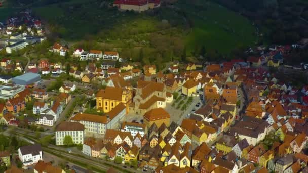 Вид Воздуха Старый Центр Города Германии Солнечный Весенний День — стоковое видео