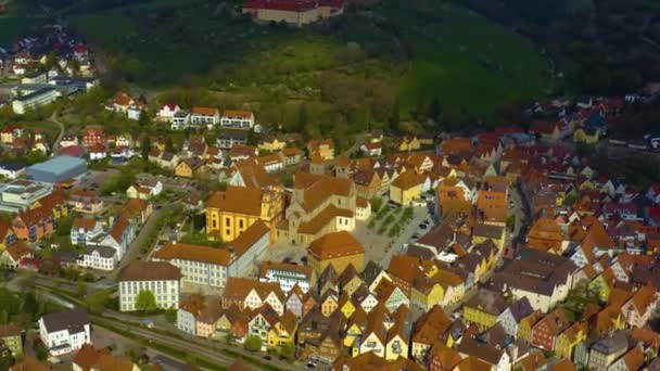 Aerial View Old Town Center Germany Sunny Spring Day — Stock Video