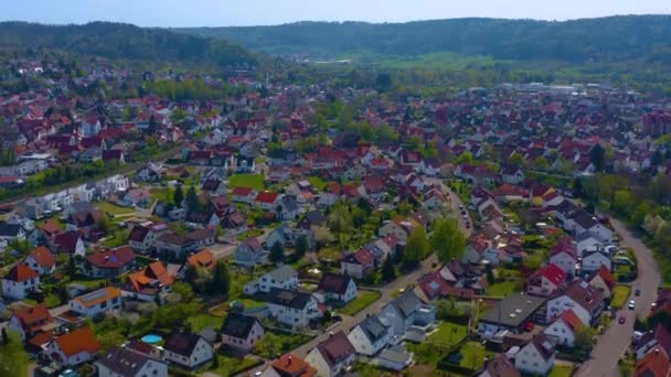 Almanya Daki Eski Şehir Merkezinin Güneşli Bir Bahar Gününde Havadan — Stok video