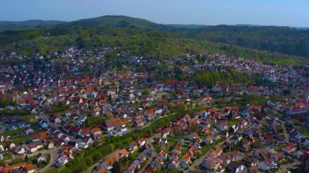 Aerial View Old Town City Center Germany Sunny Spring Day — 图库视频影像