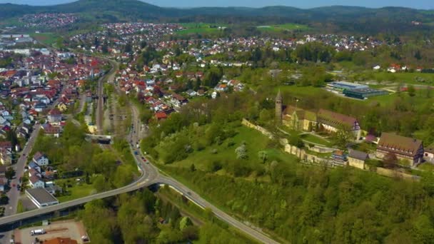 Letecký Pohled Centrum Starého Města Německu Slunečného Jarního Dne — Stock video