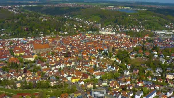 Vista Aérea Centro Cidade Velha Alemanha Dia Primavera Ensolarado — Vídeo de Stock