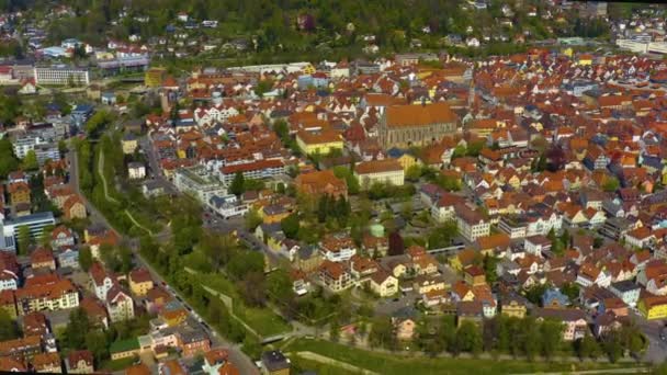 Widok Lotu Ptaka Centrum Starego Miasta Niemczech Słoneczny Wiosenny Dzień — Wideo stockowe