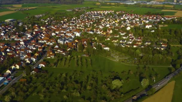 Vista Aérea Alrededor Del Pueblo Castillo Beilstein Alemania Día Soleado — Vídeo de stock