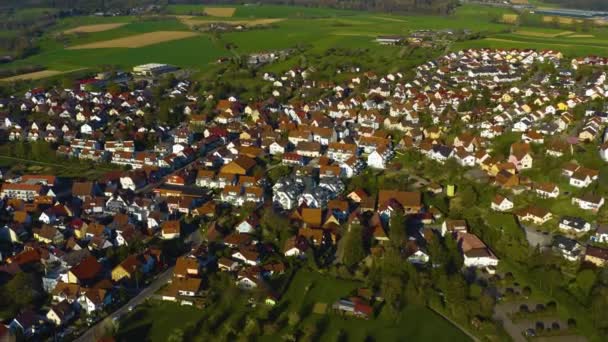 Vista Aérea Alrededor Del Pueblo Castillo Beilstein Alemania Día Soleado — Vídeo de stock