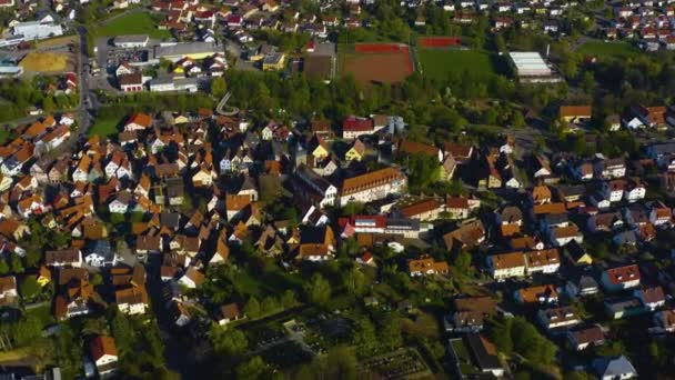 Vista Aérea Alrededor Del Pueblo Castillo Beilstein Alemania Día Soleado — Vídeo de stock