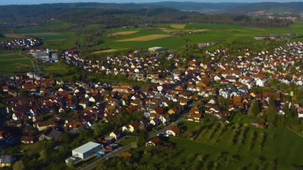 Vista Aérea Alrededor Del Pueblo Castillo Beilstein Alemania Día Soleado — Vídeo de stock