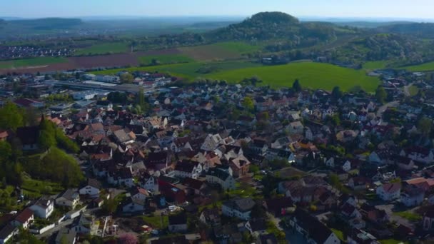 Vista Aérea Alrededor Del Pueblo Castillo Beilstein Alemania Día Soleado — Vídeo de stock