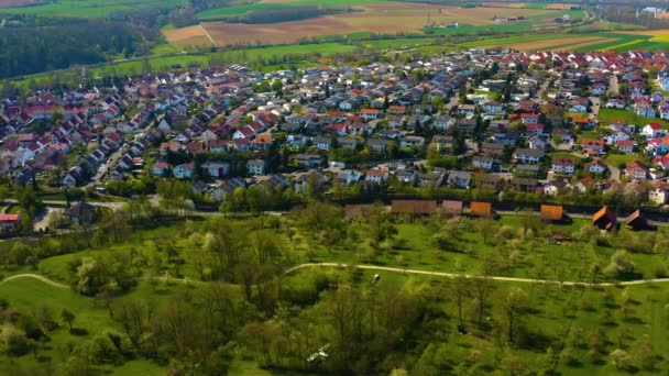 Vista Aérea Centro Cidade Velha Alemanha Dia Primavera Ensolarado — Vídeo de Stock
