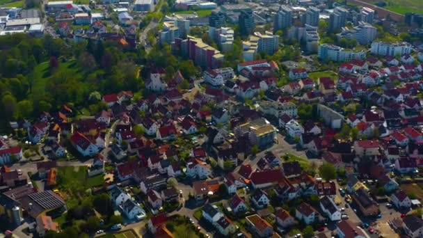 Almanya Daki Eski Şehir Merkezinin Güneşli Bir Bahar Gününde Havadan — Stok video