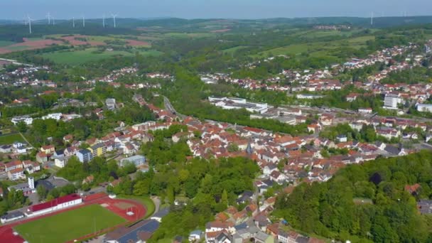 Aerial view of a german city on a sunny day in spring.