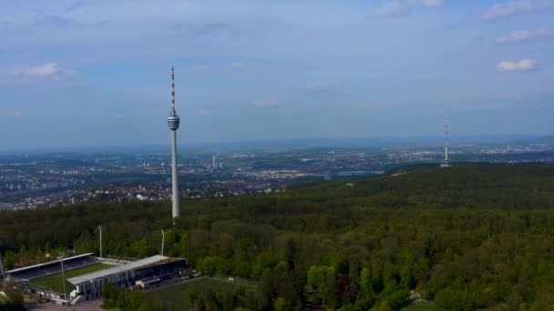 Aerial View City Stuttgart Germany Sunny Day Summer — Video Stock