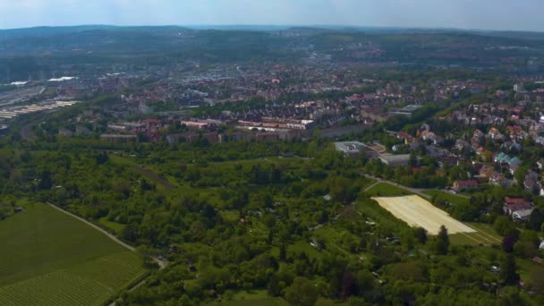 Yazın Güneşli Bir Günde Almanya Nın Stuttgart Kentindeki Hava Manzarası — Stok video