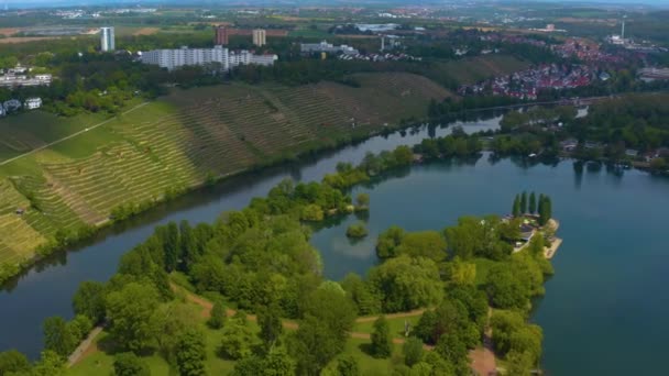 Yazın Güneşli Bir Günde Almanya Nın Stuttgart Kentindeki Hava Manzarası — Stok video