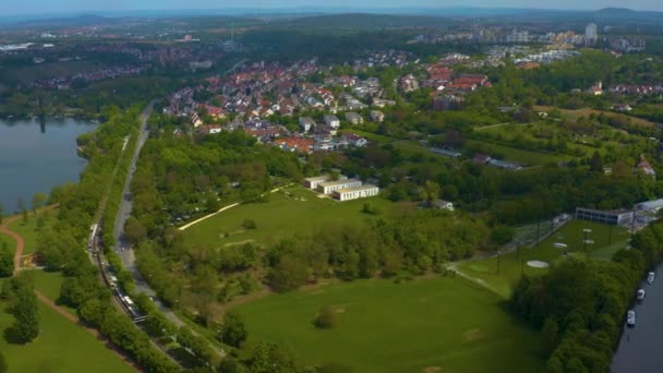 Yazın Güneşli Bir Günde Almanya Nın Stuttgart Kentindeki Hava Manzarası — Stok video
