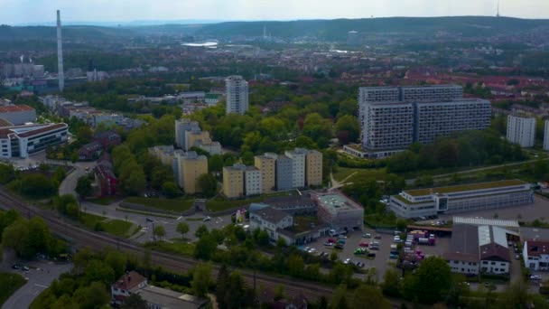 Vista Aérea Alrededor Ciudad Stuttgart Alemania Día Soleado Verano — Vídeo de stock