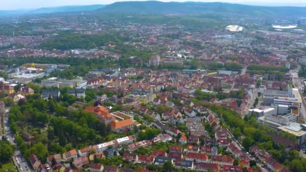 Letecký Pohled Město Stuttgart Německu Slunečného Letního Dne — Stock video
