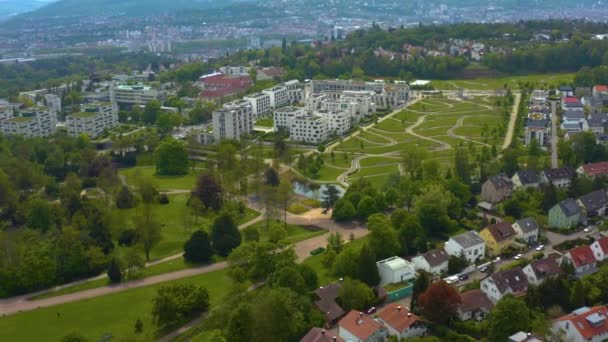 Letecký Pohled Město Stuttgart Německu Slunečného Letního Dne — Stock video