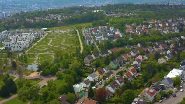 Aerial View City Stuttgart Germany Sunny Day Summer Vídeo De Bancos De Imagens