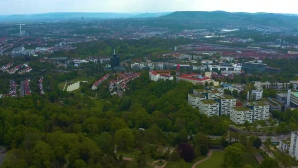 Letecký Pohled Město Stuttgart Německu Slunečného Letního Dne — Stock video