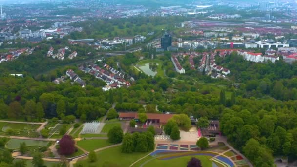 Aerial View City Stuttgart Germany Sunny Day Summer — Video Stock