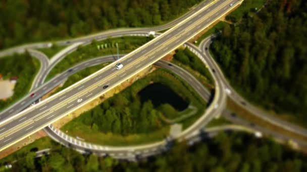 Aerial View Cross Road Circle Highway Autobahn Schattenring Stuttgart Germany — Stockvideo