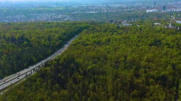 Widok Lotu Ptaka Skrzyżowanie Autostrady Autobahn Schattenring Stuttgart Niemcy Słoneczny — Wideo stockowe