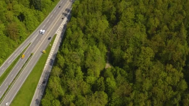 Aerial View Cross Road Circle Highway Autobahn Schattenring Stuttgart Germany — стокове відео