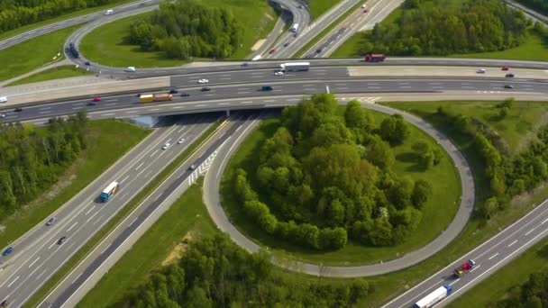 Luchtfoto Rond Snelweg Autobahn Kruising Weg Kreutz Vaihingen Stuttgart Duitsland — Stockvideo
