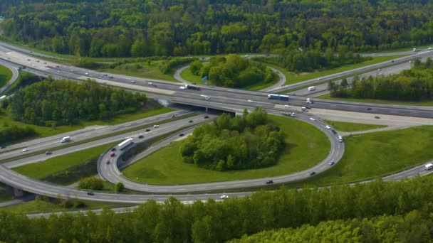 Aerial View Highway Autobahn Cross Road Kreutz Vaihingen Stuttgart Germany — стокове відео