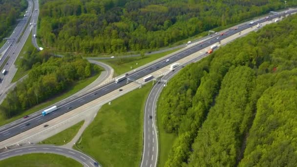 Aerial View Highway Autobahn Cross Road Kreutz Vaihingen Stuttgart Germany — Stock Video