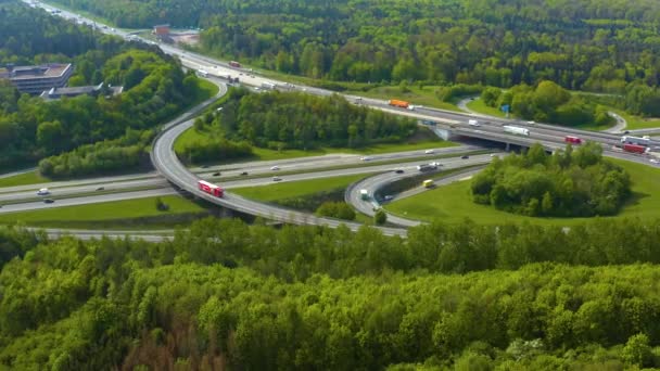 Aerial View Highway Autobahn Cross Road Kreutz Vaihingen Stuttgart Germany — стокове відео