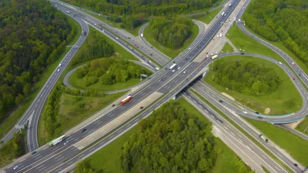 Aerial View Highway Autobahn Cross Road Kreutz Vaihingen Stuttgart Germany — стокове відео