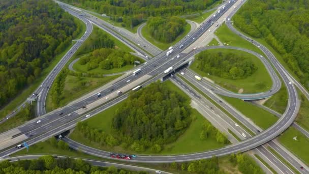 Aerial View Highway Autobahn Cross Road Kreutz Vaihingen Stuttgart Germany — стокове відео