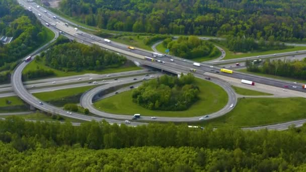 Otoyol Çevresindeki Hava Manzarası Almanya Güneşli Bir Bahar Sabahı Otoban — Stok video