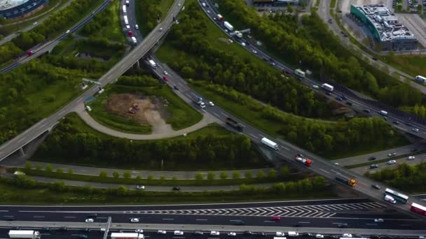 Aerial View Highway Autobahn Triangle Leonberg Germany Early Morning — 图库视频影像