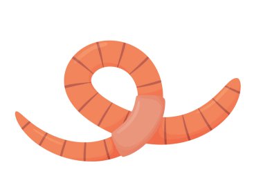 Çizgi film tarzında solucan. Hayvanlar için resim, doğa, balıkçılık.