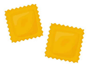 Makarna mantısı. Beyaz arkaplanda izole edilmiş İtalyan makarna çizimi.